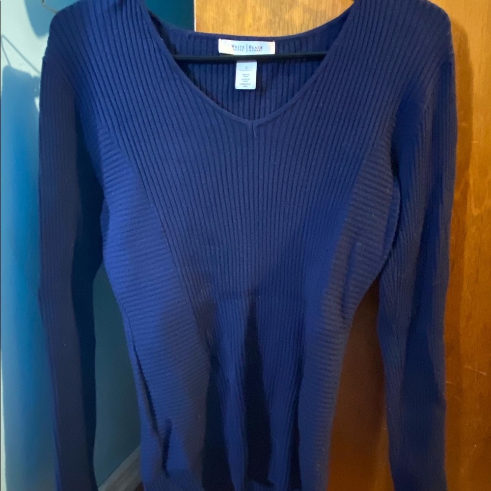 Navy blue ribbed sweater